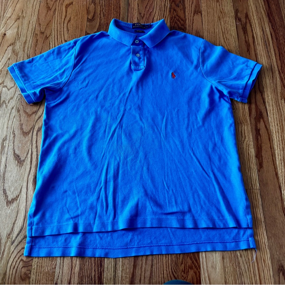 Polo by Ralph Lauren Classic Blue Polo Shirt - Custom Fit - Large